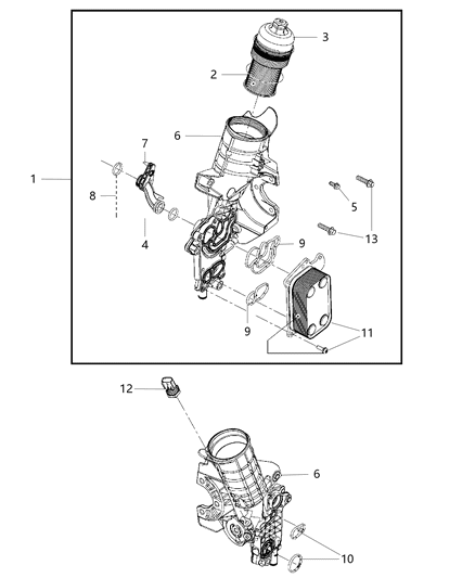 2008 Jeep Wrangler Engine Oil Filter & Housing Diagram 1