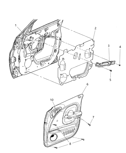 2004 Chrysler PT Cruiser Handle-Door Interior Diagram for RH33MF1AD