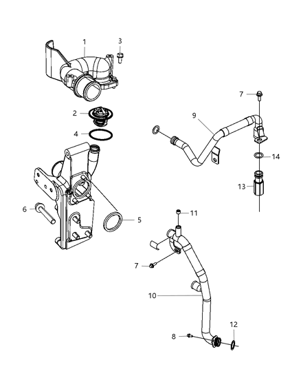2012 Ram 3500 Cab Chassis Thermostat & Related Parts Diagram 2