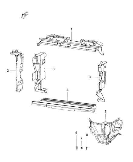 2015 Chrysler 200 Seal Kit-Radiator Side Air Diagram for 68247592AC