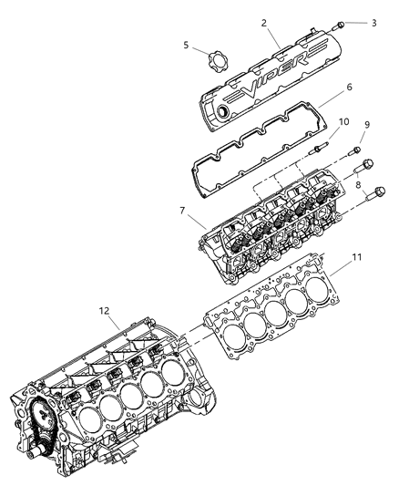 2003 Dodge Viper Cylinder Head & Cover Diagram