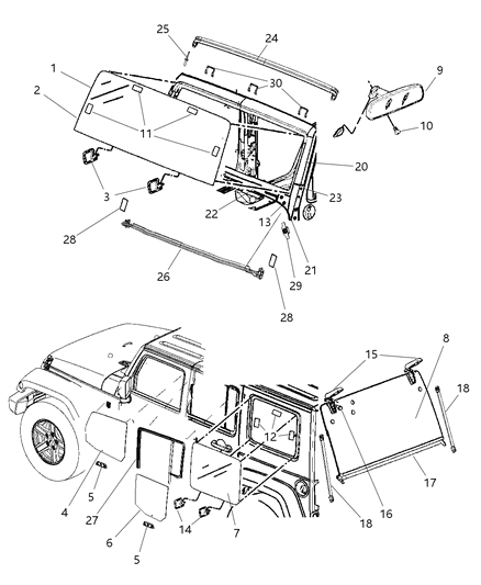 2017 Jeep Wrangler WEATHERSTRIP-Windshield To COWL Diagram for 55395241AG