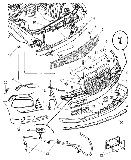 2006 Chrysler 300 Fascia, Front Diagram