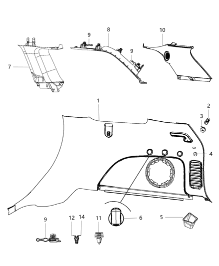 2021 Jeep Grand Cherokee Panel-Quarter Trim Diagram for 7BT47DX9AA