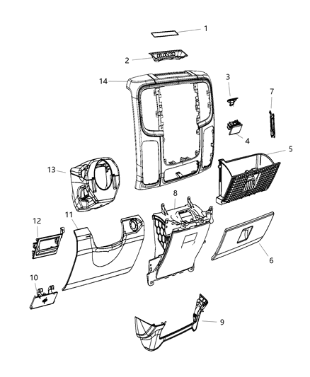 2013 Ram 1500 Instrument Panel-Instrument Panel Closeout Diagram for 68165861AC