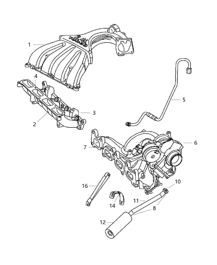 2004 Chrysler PT Cruiser Manifolds - Intake & Exhaust Diagram 3