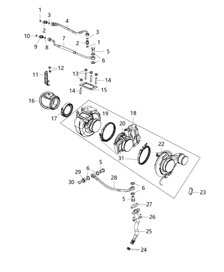 2018 Ram 2500 Turbocharger And Oil Lines / Hoses Diagram