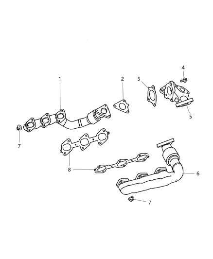 2007 Jeep Grand Cherokee Exhaust Manifolds & Mounting Diagram 1