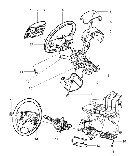2000 Jeep Grand Cherokee Steering Wheel Assembly Diagram