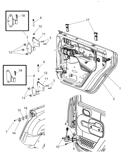 2017 Jeep Wrangler Rear Door - Shell & Hinges Diagram 2