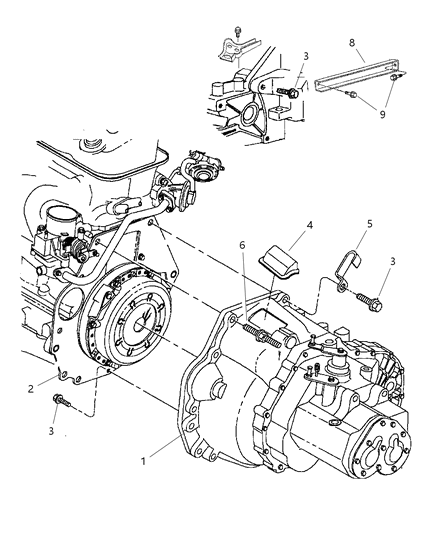 2001 Chrysler PT Cruiser Transaxle Assemblies & Mounting Diagram