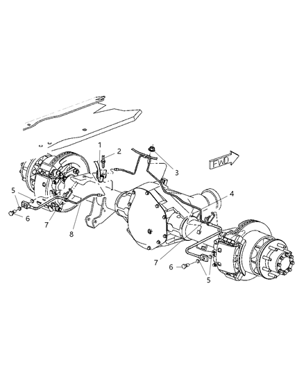 2001 Dodge Ram 2500 Quad & Club Cab Lines & Hoses, Disc Brake, Rear Diagram