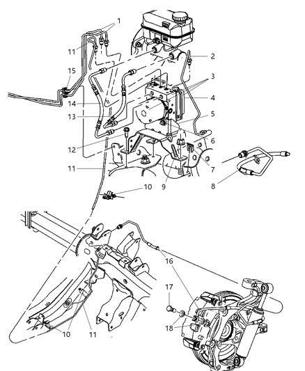 2008 Dodge Durango Anti-Lock Brake Control Unit Diagram for 68025873AB