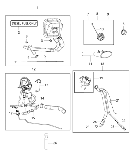 2013 Ram 2500 Hose-Fuel Filler Diagram for 52122663AC