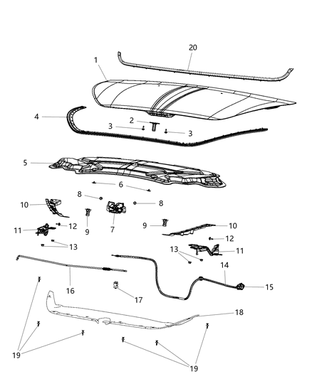 2013 Dodge Dart Hood Prop Rod Diagram for 68082114AB