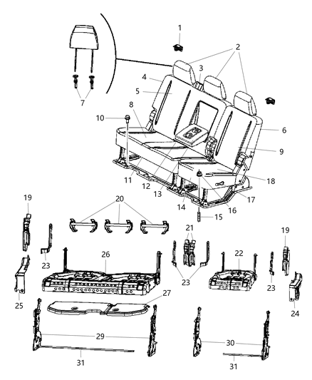 COVER-REAR SEAT BACK Diagram for 6QS95XDBAA