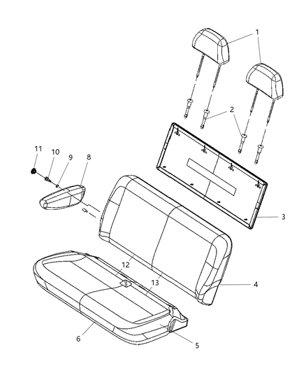 2007 Dodge Grand Caravan Seat-Rear Diagram for 1GJ851J3AA