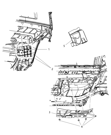 2011 Dodge Nitro Underbody Shields & Skid Plates Diagram