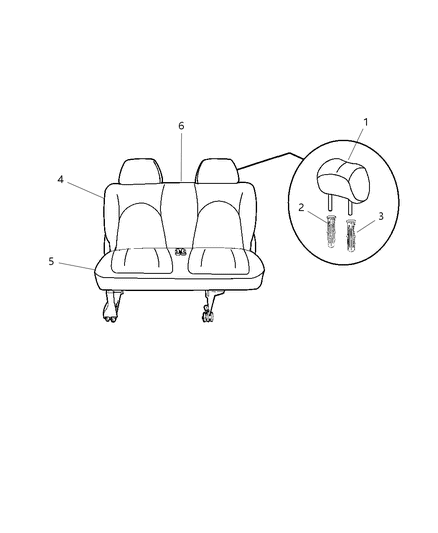 2007 Chrysler Town & Country Rear Seat Three Passenger Cushion Diagram for 1HH341J3AA