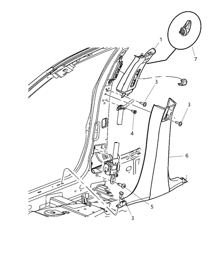 2005 Chrysler 300 Molding - B Pillar Diagram