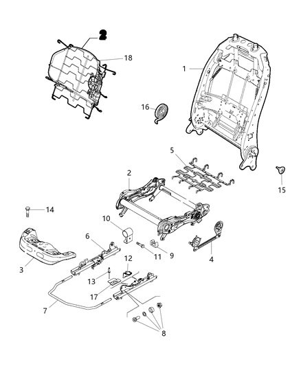 2015 Jeep Renegade Adjuster, Recliner And Shields - Driver Seat - Manual Diagram