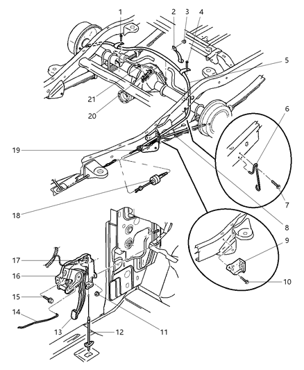 2001 Dodge Durango Cable-Parking Brake Release Diagram for 52078977AD
