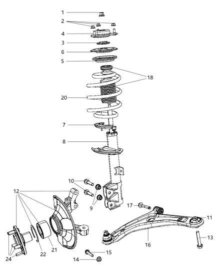 2008 Dodge Caliber Front Coil Springs Diagram for 5105842AC