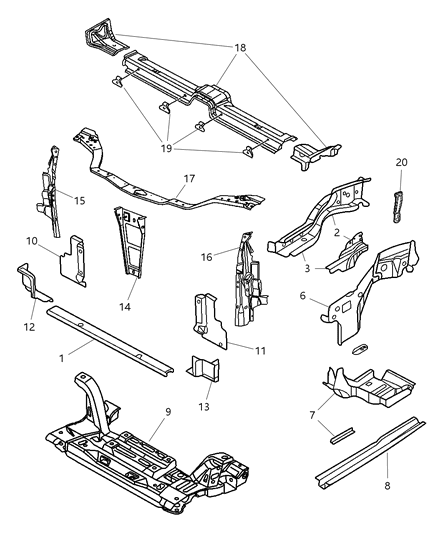 2002 Dodge Neon Panel-Radiator Closure Diagram for 4783349AG