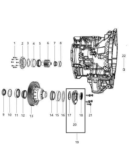 2007 Chrysler Sebring Output Pinion & Differential Diagram