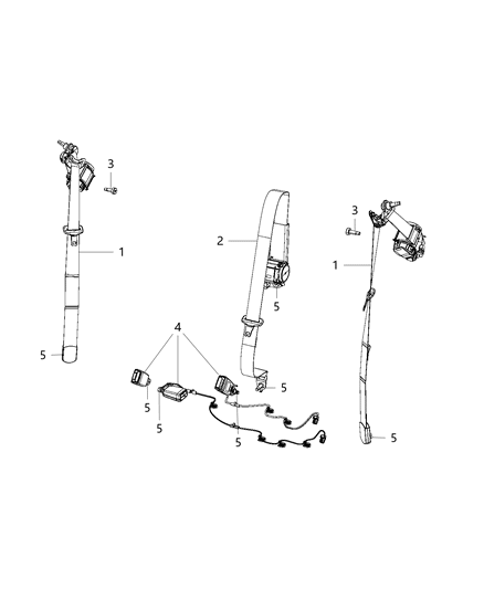 2018 Jeep Compass Seat Belt Receptacle Diagram for 5SV15DX9AA