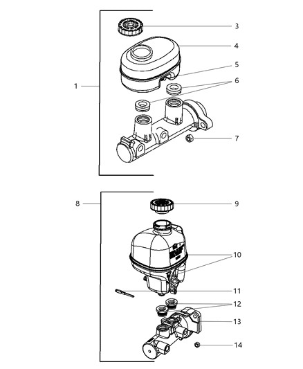 2007 Dodge Ram 3500 Pickup Brake Master Cylinder Diagram