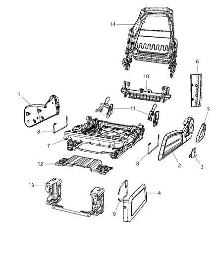 2009 Chrysler PT Cruiser Frame-Front Seat Back Diagram for 5175650AA