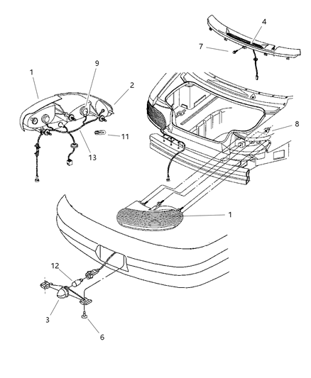 1997 Chrysler Sebring Lamps - Rear Diagram