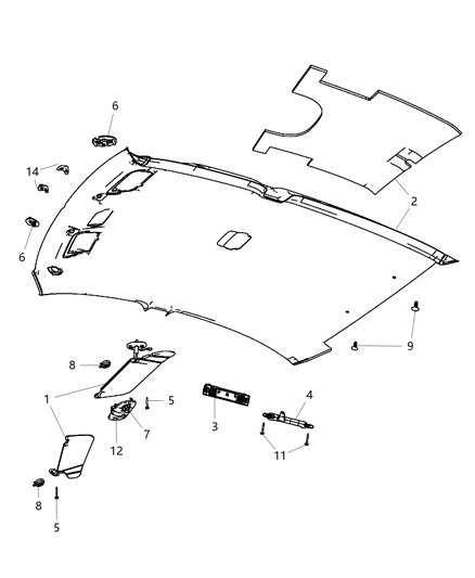 2011 Chrysler 200 Headliner Diagram for 1UJ75HL1AA