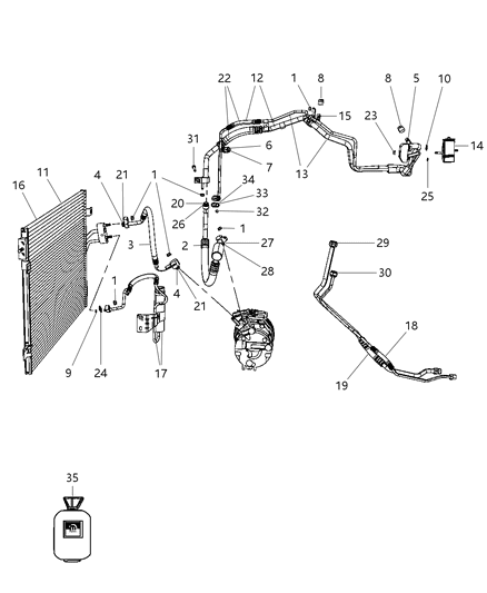 2009 Dodge Journey O Ring-A/C Line Diagram for 68040236AA