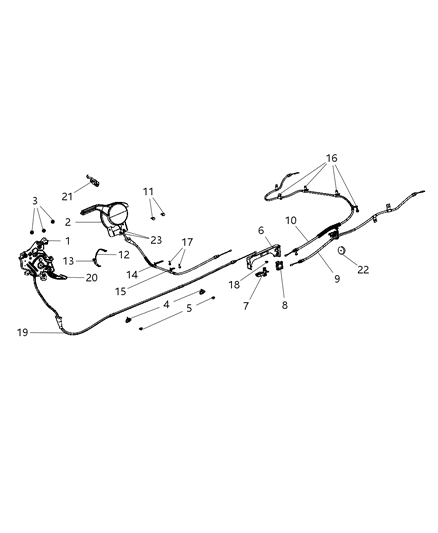 2009 Dodge Journey Park Brake Lever & Cables Diagram