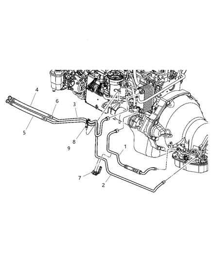 2003 Dodge Ram 1500 Transmission Oil Cooler & Lines Diagram 4