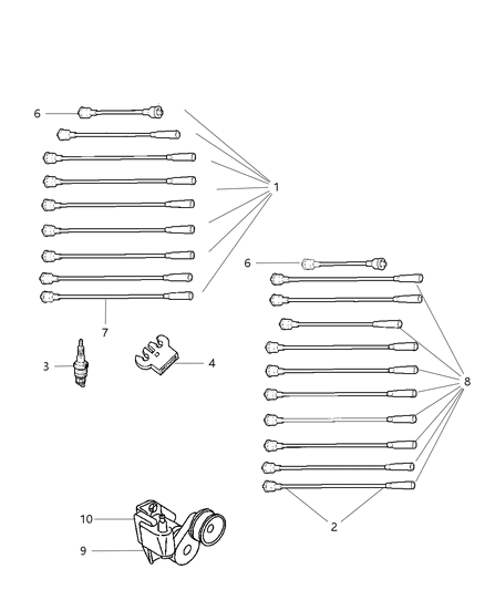 2002 Dodge Ram 3500 Spark Plugs, Ignition Cables And Coils Diagram