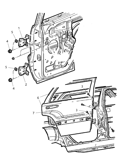 2005 Jeep Grand Cherokee Door-Rear Diagram for 55394385AC