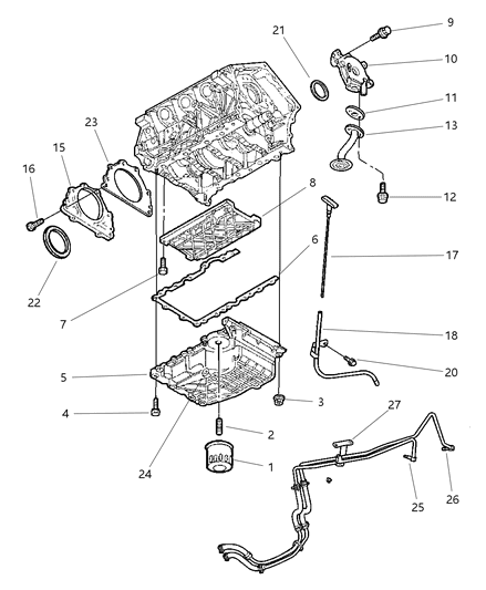 2001 Chrysler Sebring Sedan & Convertible Engine Oiling Diagram 3