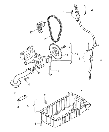 2007 Dodge Avenger Engine Oiling Pump ,Oil Cooler & Filter , Pan , Indicator & Balance Shaft Diagram 2