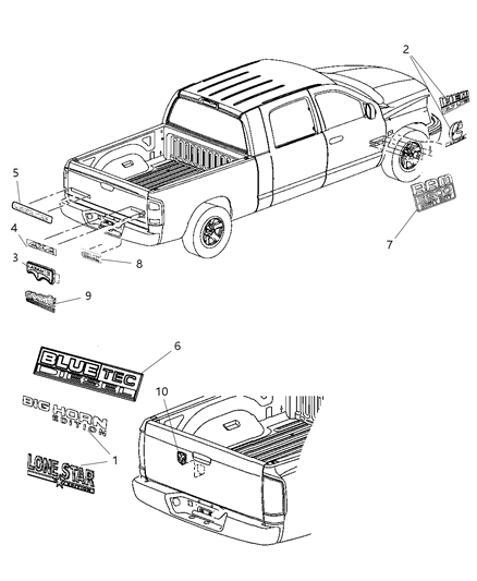 2008 Dodge Ram 3500 Nameplate Diagram for 55372159AA