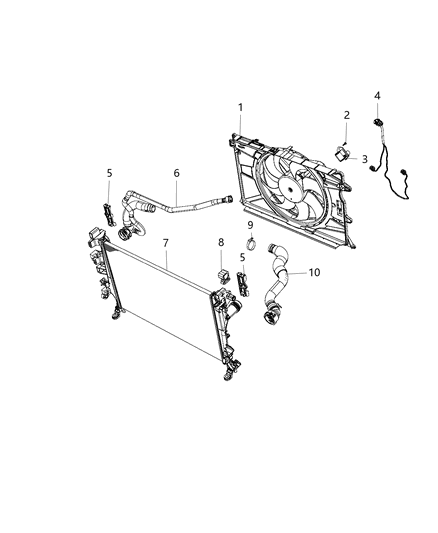 2016 Jeep Renegade Fan Assembly-Radiator Cooling Diagram for 68247215AB