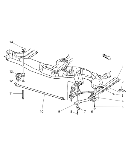 2003 Dodge Durango Bracket-TORSION Bar Diagram for 52113061AB