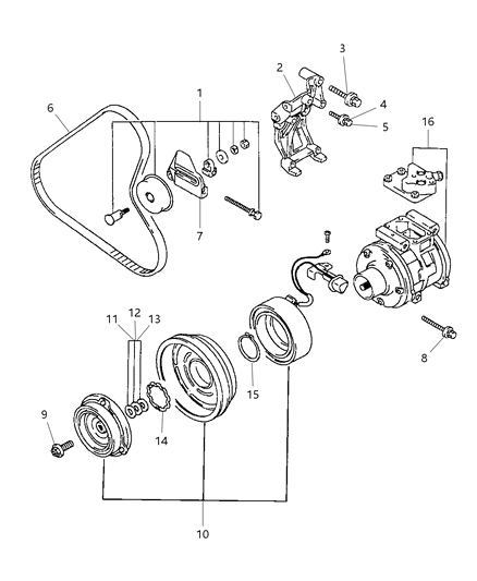 1999 Dodge Avenger PULLEY-A/C Compressor Diagram for MR398887