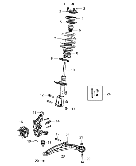 2012 Chrysler 200 STRUT-Suspension Diagram for 2AMST003AA