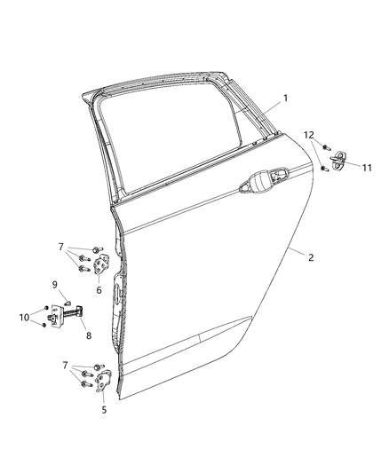 2017 Chrysler 200 Rear Door - Shell & Hinges Diagram