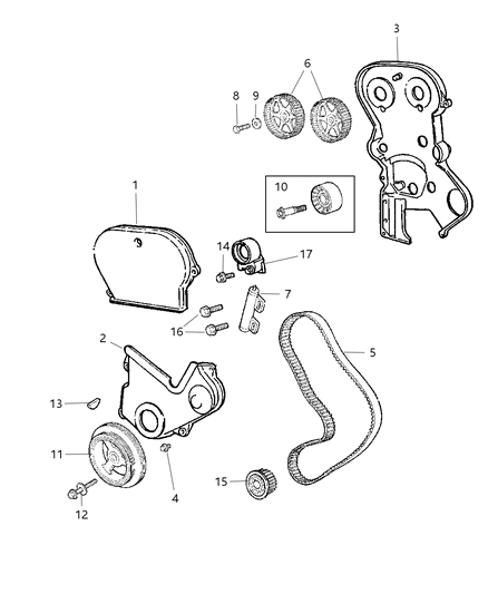 2003 Chrysler Sebring Sedan & Convertible Timing Belt / Chain & Cover Diagram 2
