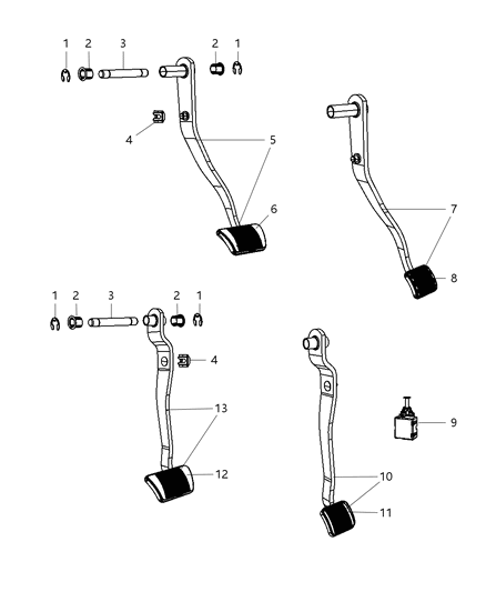 2007 Jeep Wrangler BUSHING-Pedal Shaft Diagram for 52010309AA