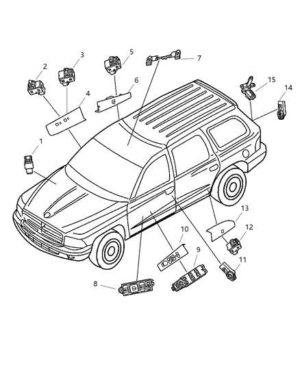 2001 Dodge Durango Switches Body Diagram